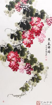 国画葡萄作品欣赏名家葡萄图适合挂家里么？黑葡萄色家具图片