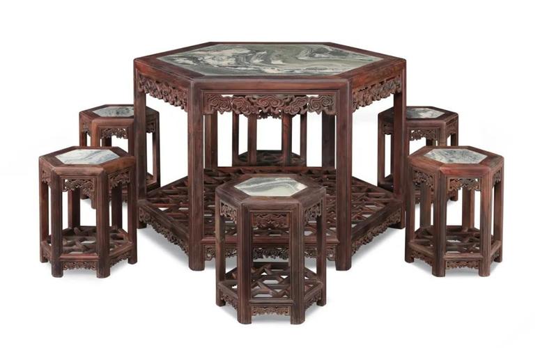 红木茶几桌面铺什么?老红木家具中镶云石的-图3 红木茶几桌面铺什么?老红木家具中镶云石的-图3